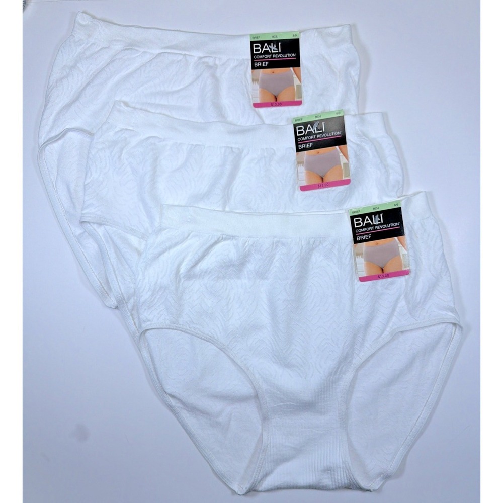 Bali Comfort Revolution Brief Panty Seamless 8/9  White NWT 803J 3 PACK